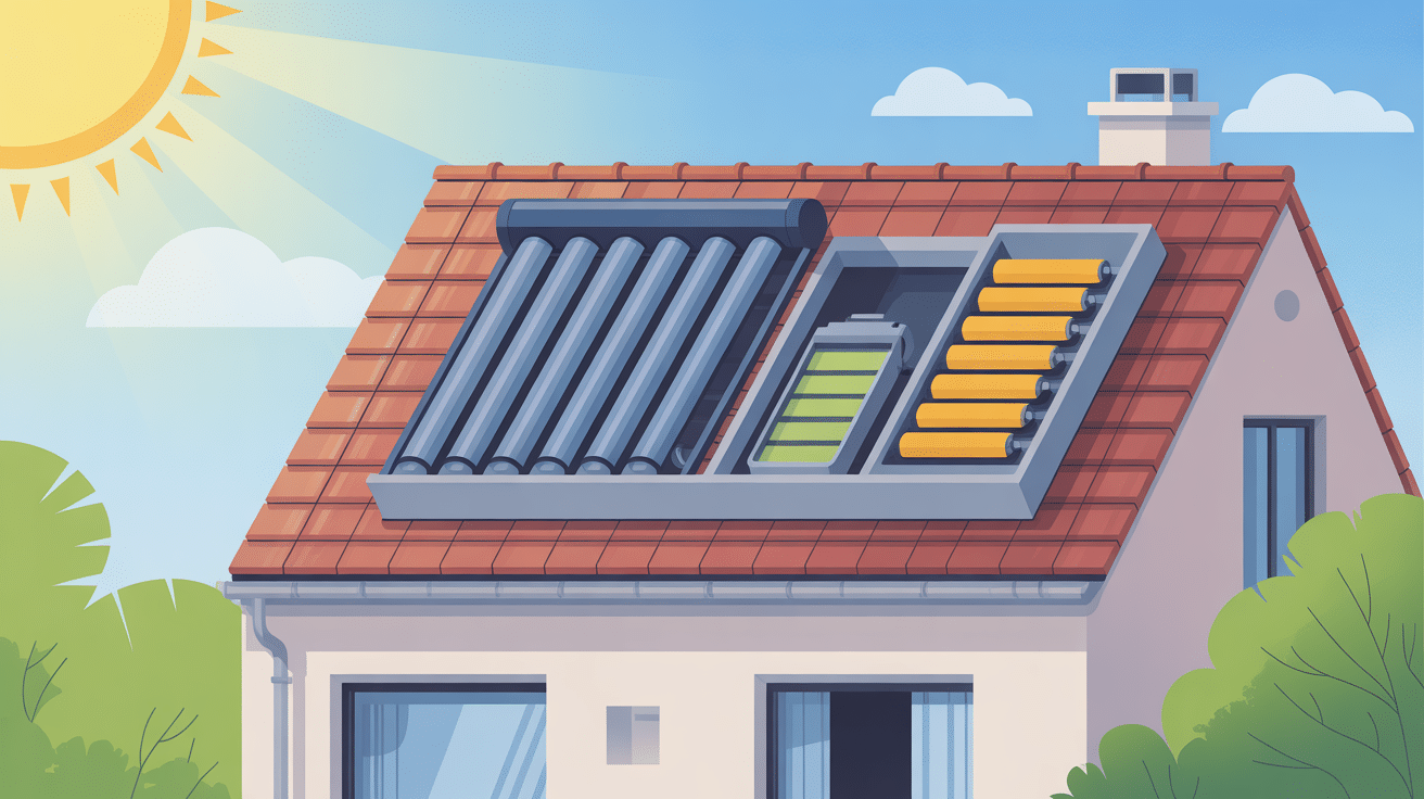 Vue technique batterie pour volet roulant solaire Velux