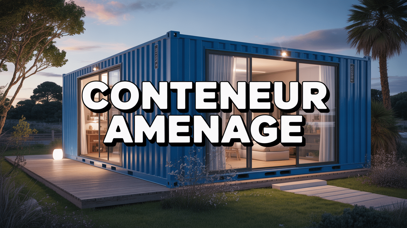 Conteneur aménagé transformé en maison moderne avec terrasse