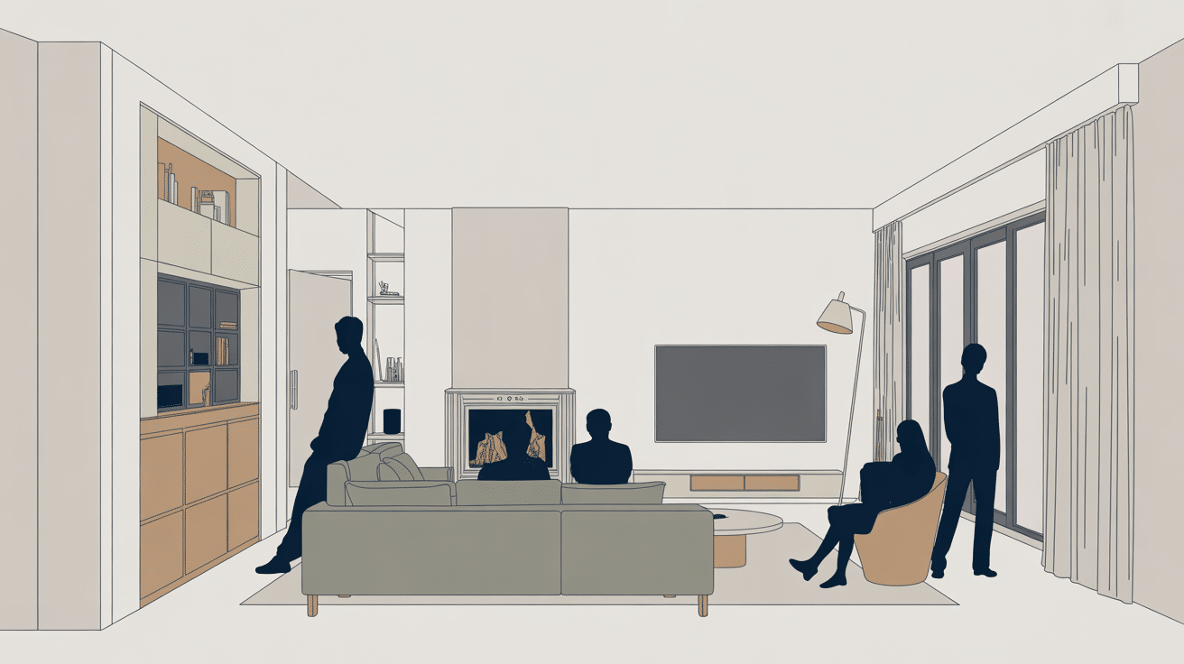 Ergonomie salon hauteur tele au mur selon meubles