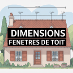 Vue coupe maison avec fenêtre de toit Roto dimensions