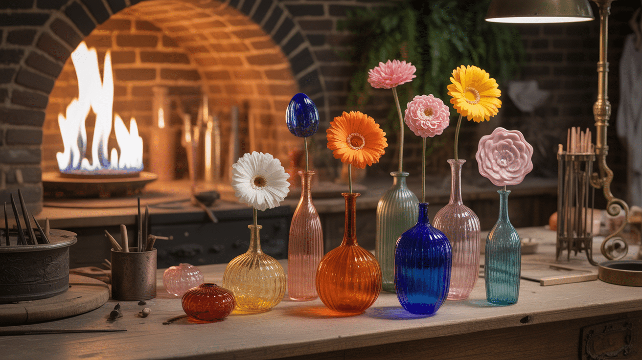 Atelier de création de fleurs de verre artisanales