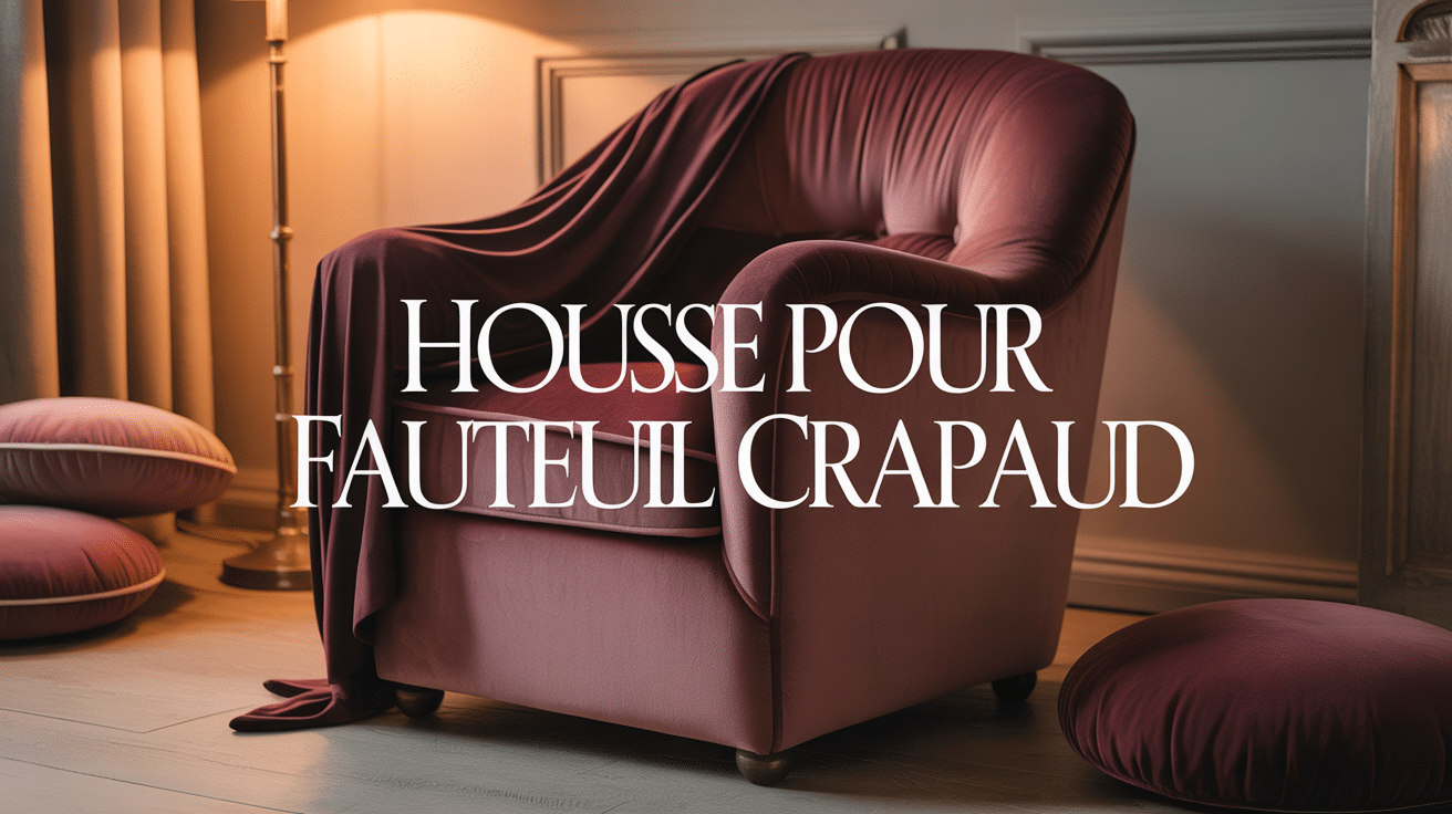 housse fauteuil crapaud en velours bordeaux dans salon chaleureux