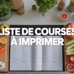 photo liste de courses à imprimer sur table cuisine moderne