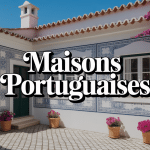 Maison portugaise traditionnelle murs blancs tuiles rouges azulejos patio bougainvilliers