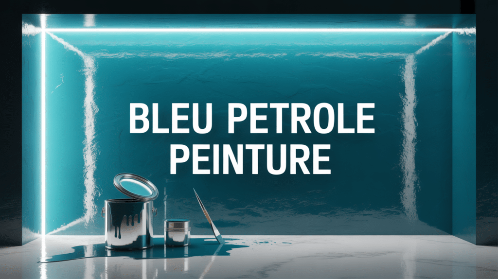 Mur bleu pétrole peinture avec pot de peinture et rouleau