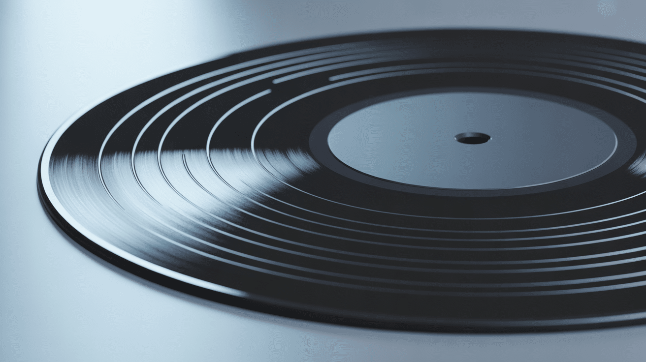 Gros plan pressage premium disque vinyl range