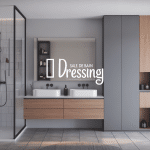 Vue d'ensemble salle de bain dressing moderne