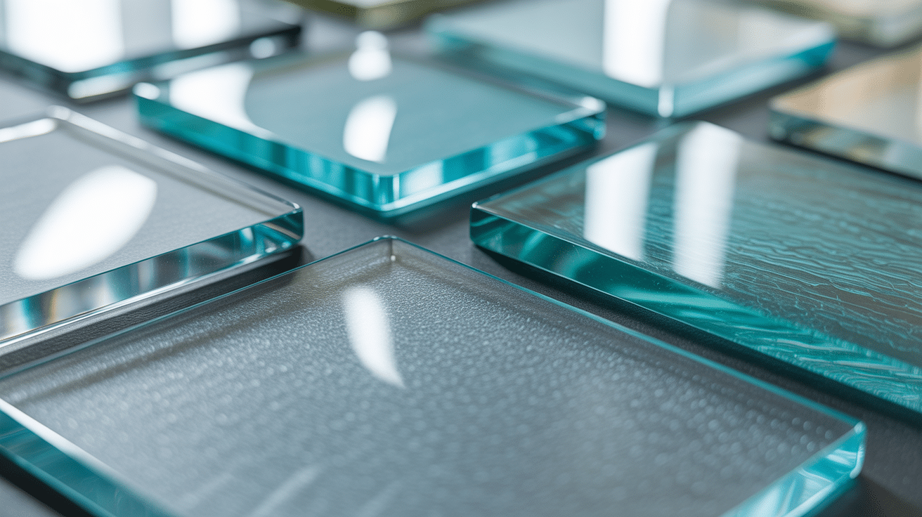 Comparaison de textures de verre blanchi en gros plan