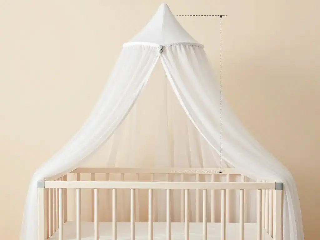 schéma sécurité ciel de lit bébé fixation et matériaux