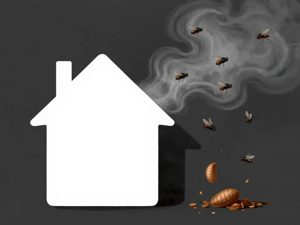 origine cocon mouche dans maison illustration symbolique