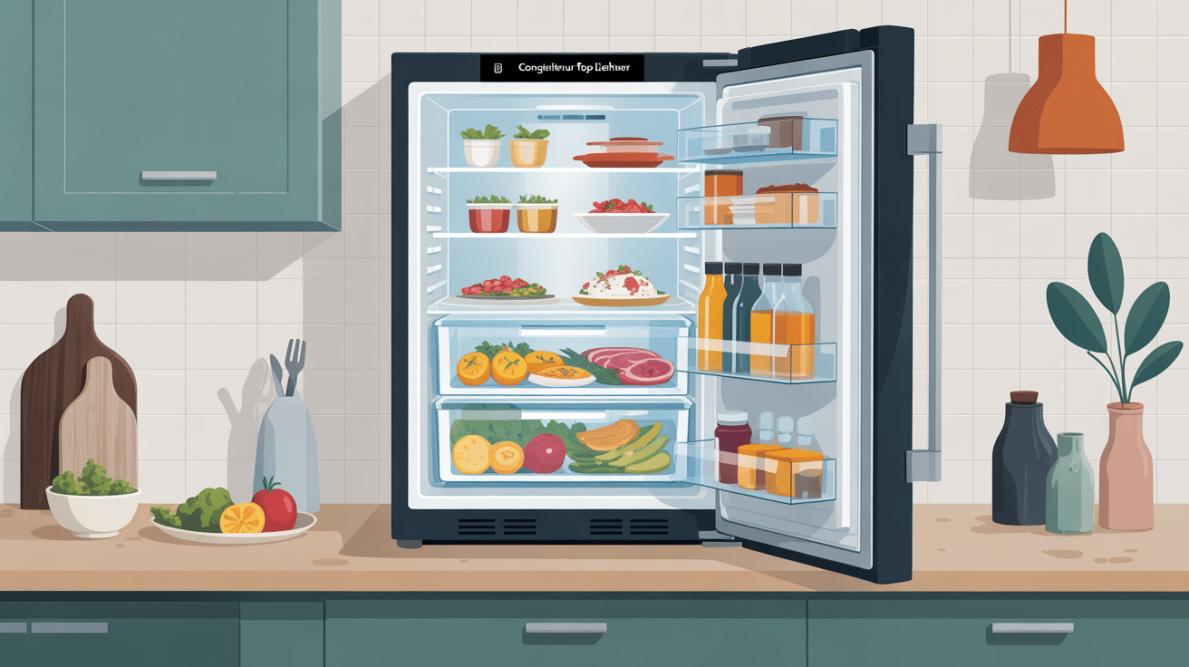 congélateur top liebherr ouvert dans cuisine contemporaine