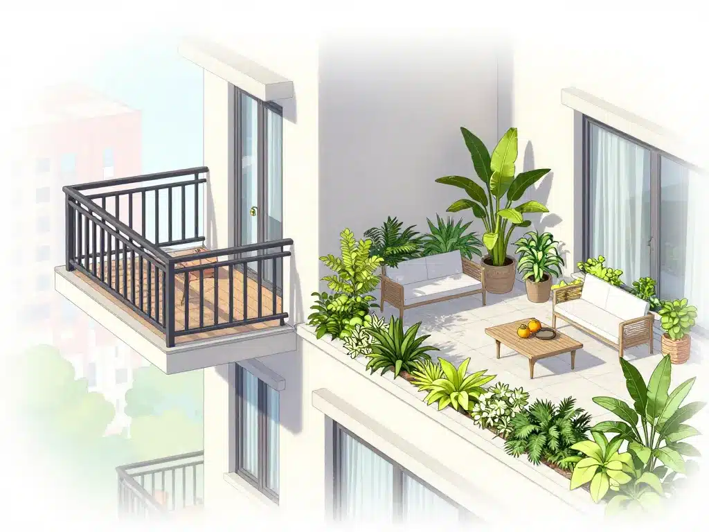 différence entre balcon et terrasse schéma comparatif