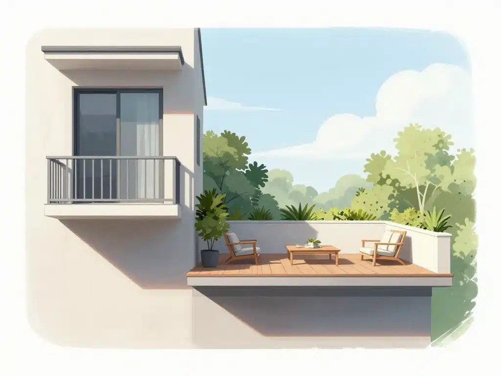 différence entre balcon et terrasse illustration technique