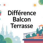 différence entre balcon et terrasse illustration éducative