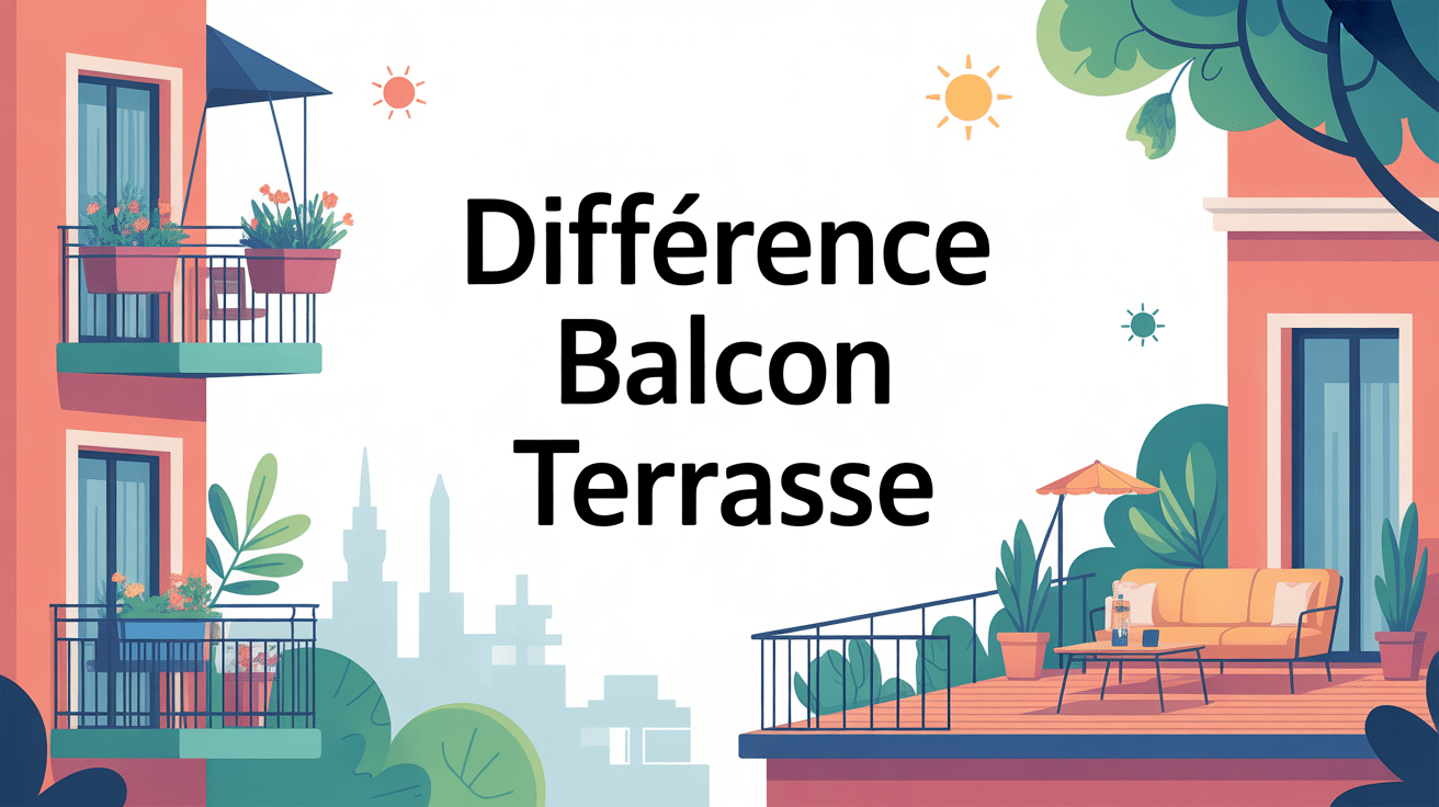 différence entre balcon et terrasse illustration éducative