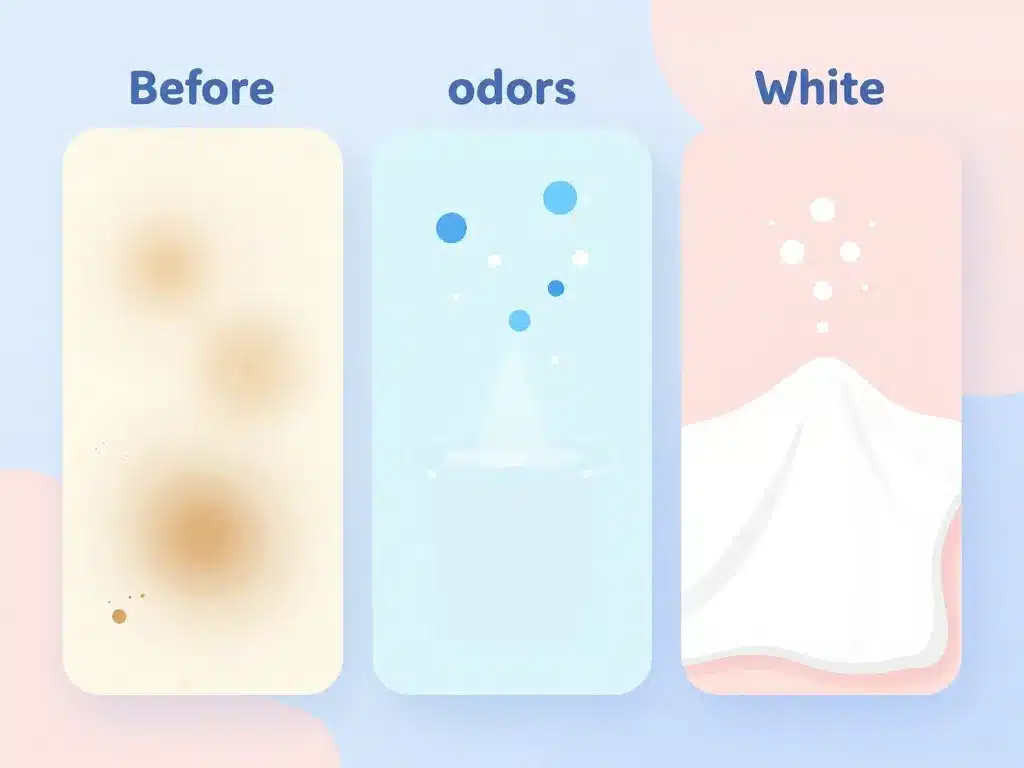 diagramme avant après bicarbonate de soude lessive sur taches et blanc
