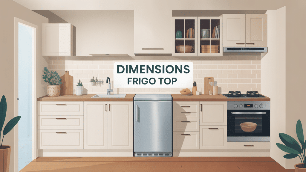 Illustration frigo top dimensions sous plan cuisine moderne