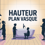 Illustration hauteur plan vasque, salle de bains moderne et ergonomique