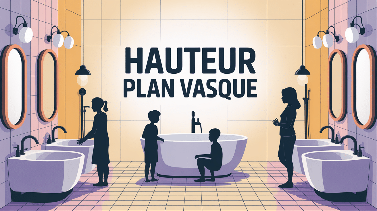 Illustration hauteur plan vasque, salle de bains moderne et ergonomique