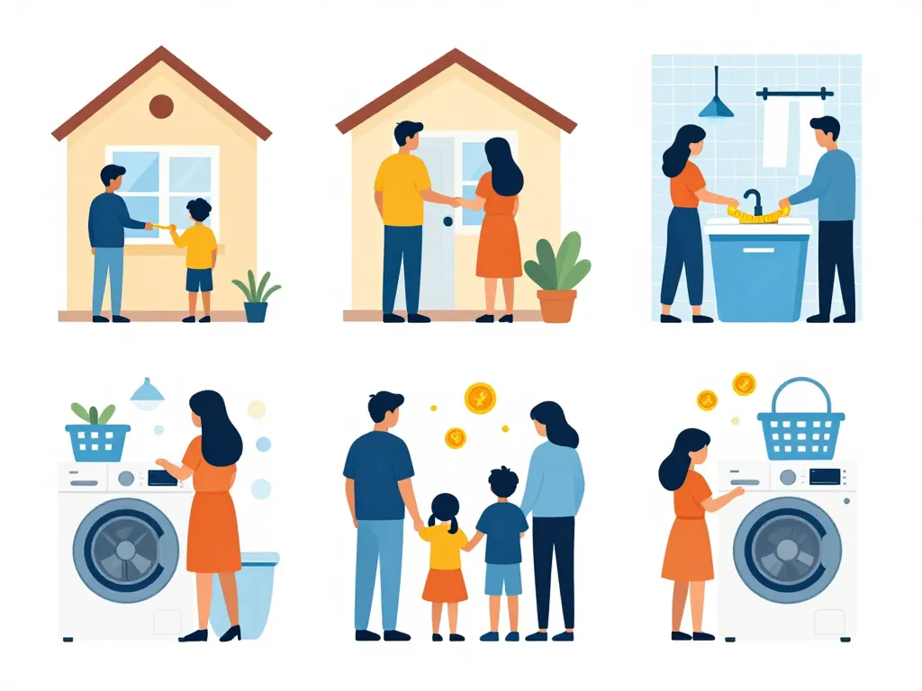 machine à laver comment choisir illustration famille espace
