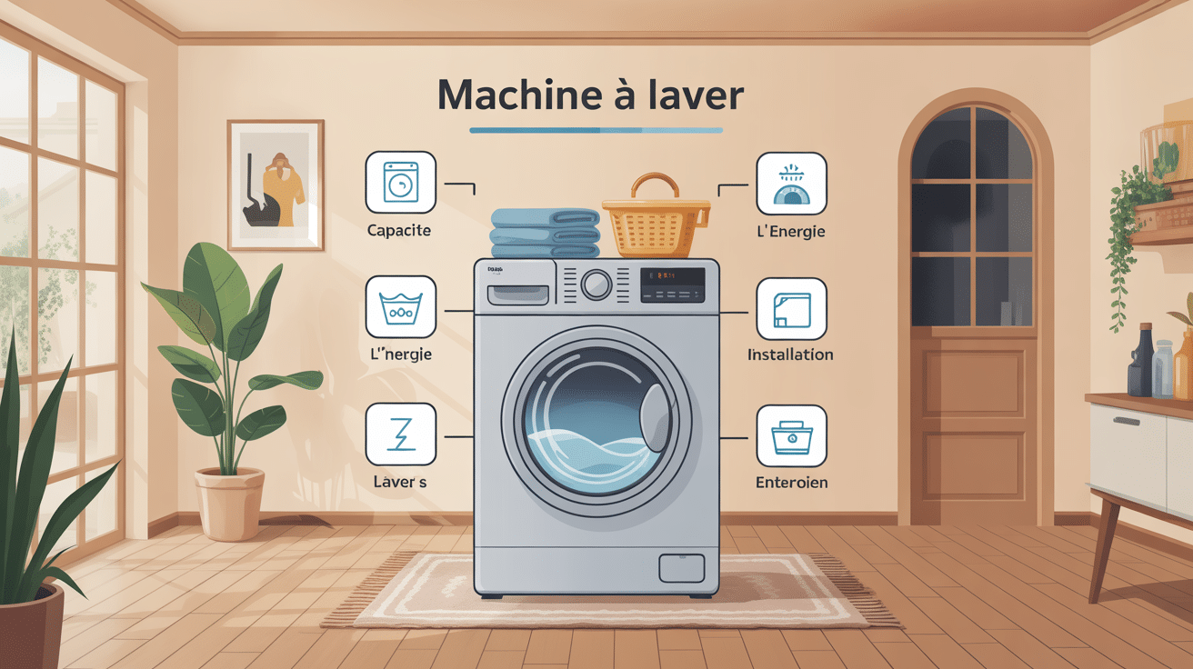 machine à laver comment choisir illustration décision achat famille