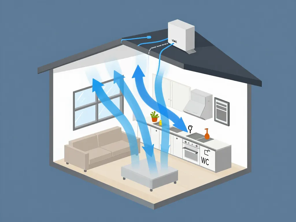 Schéma conceptuel du meilleur vmc simple flux et circulation d'air