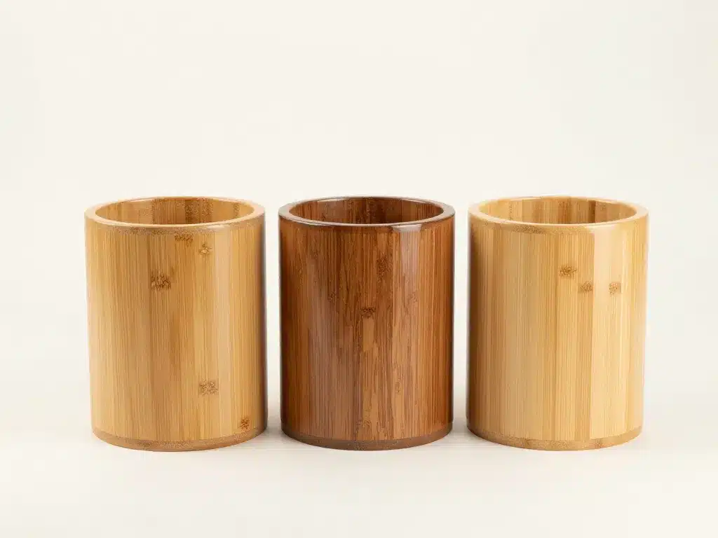 poubelle de salle de bain en bois bambou teck et chêne comparées