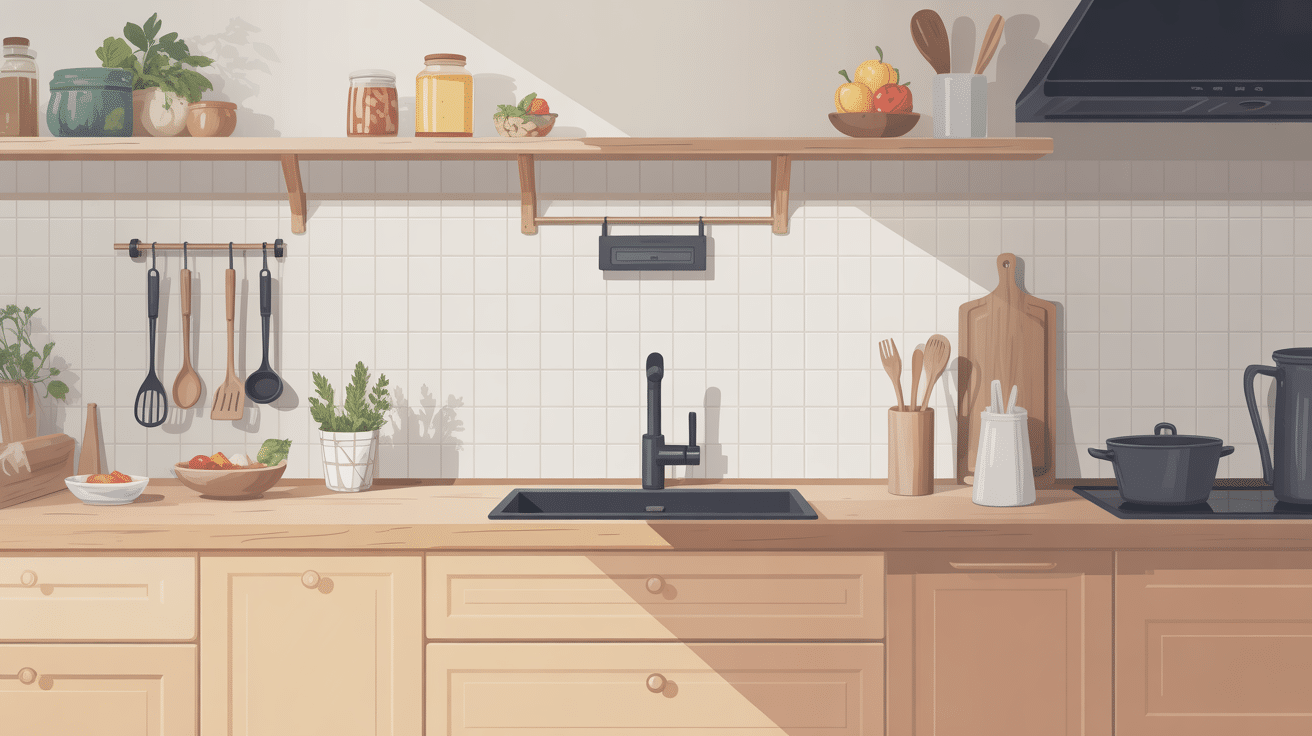 illustration poubelle pour plan de travail intégrée propre et organisée