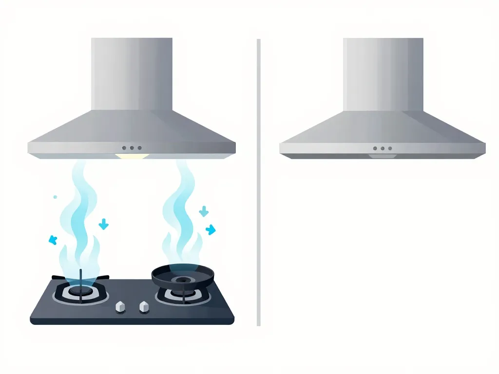 schéma hotte aspirante sur plan de travail intégration flux d’air
