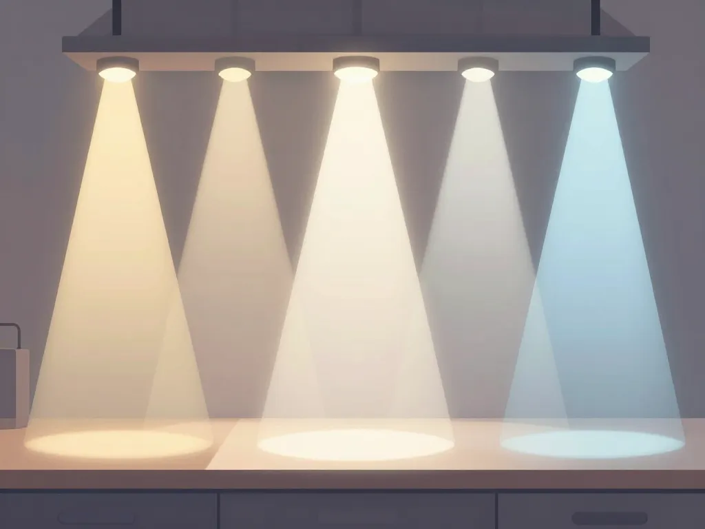 Diagramme spot cuisine plan de travail angles et lumière