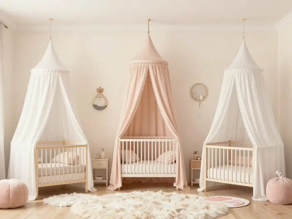 différents styles ciel de lit bébé dans chambre décorée