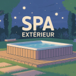 illustration sur quoi poser un spa extérieur dans un jardin moderne