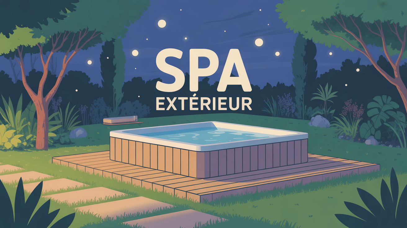 illustration sur quoi poser un spa extérieur dans un jardin moderne