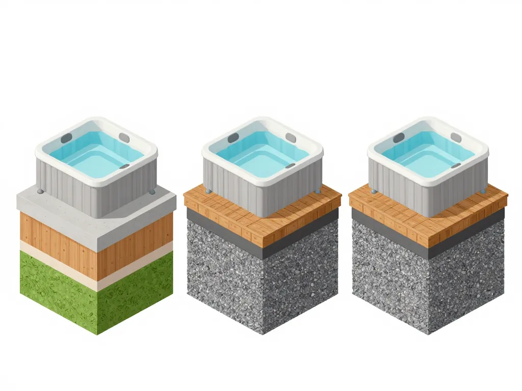 diagramme sur quoi poser un spa extérieur dalle béton bois gravier