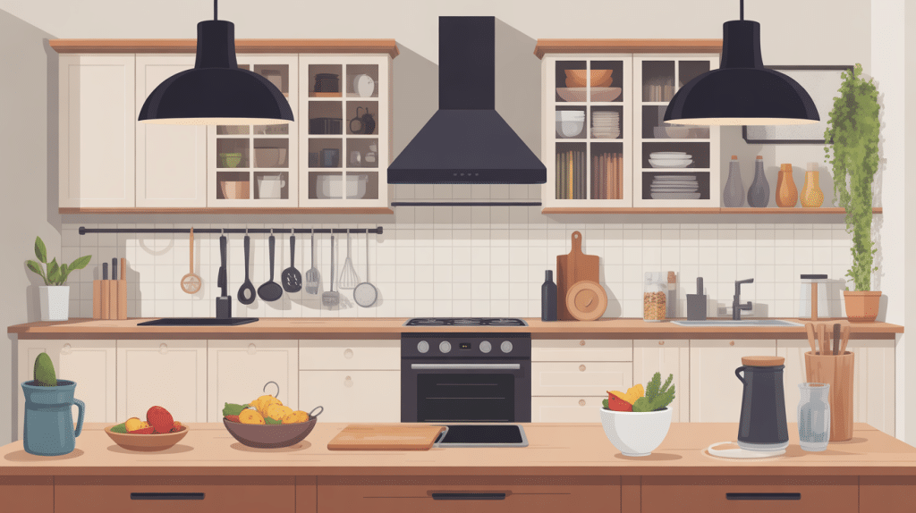 illustration moderne taille plan de travail cuisine