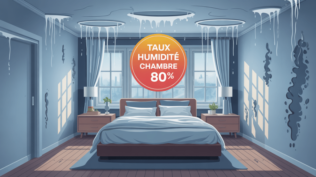 Illustration chambre taux humidité chambre 80 condensation moisissures