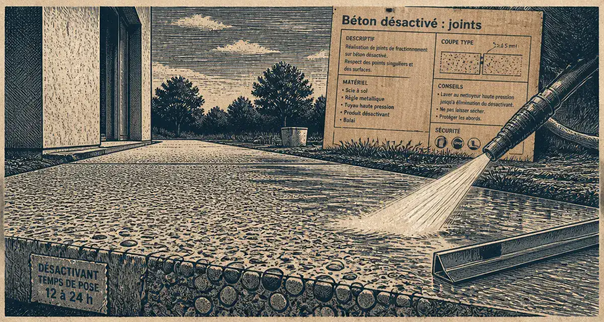 Béton désactivé : inconvénients visibles après lavage haute pression sur chantier