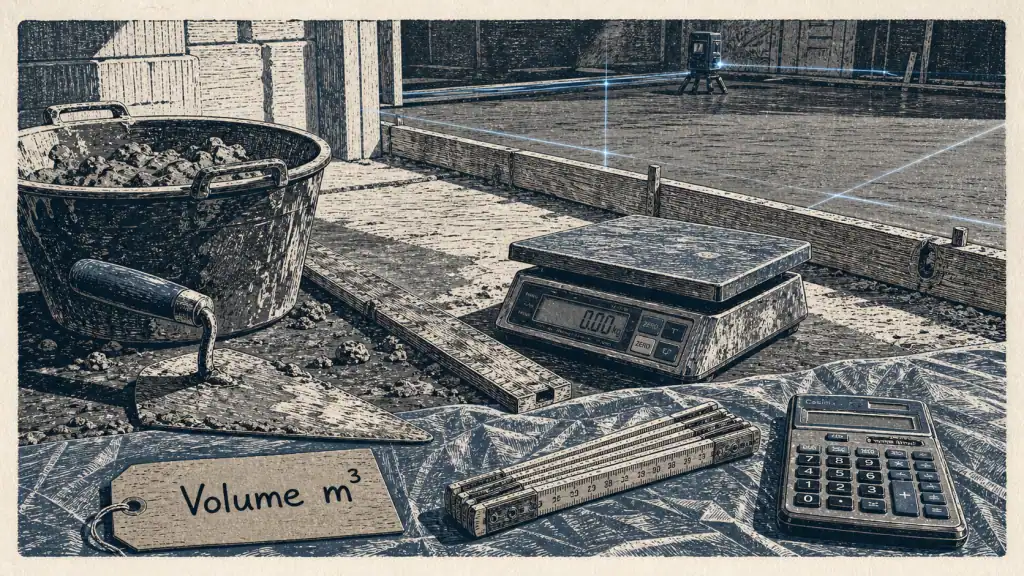 Calcul pour une chape : volume m³, truelle et mortier
