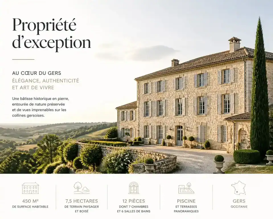 Vue extérieure de la Maison Bardé, hébergement de charme en Lomagne