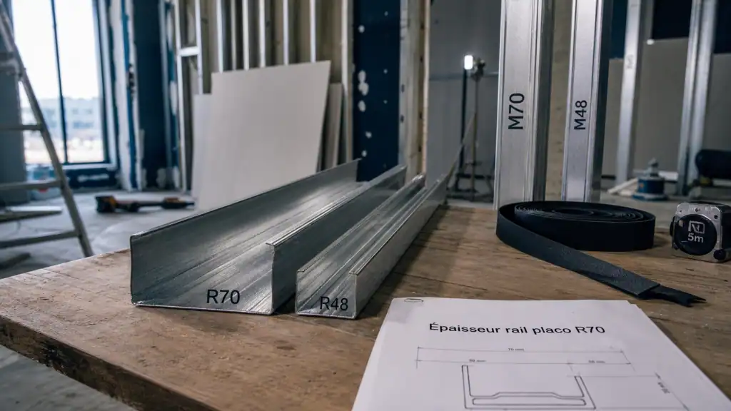 Epaisseur rail placo R70 et R48 en chantier