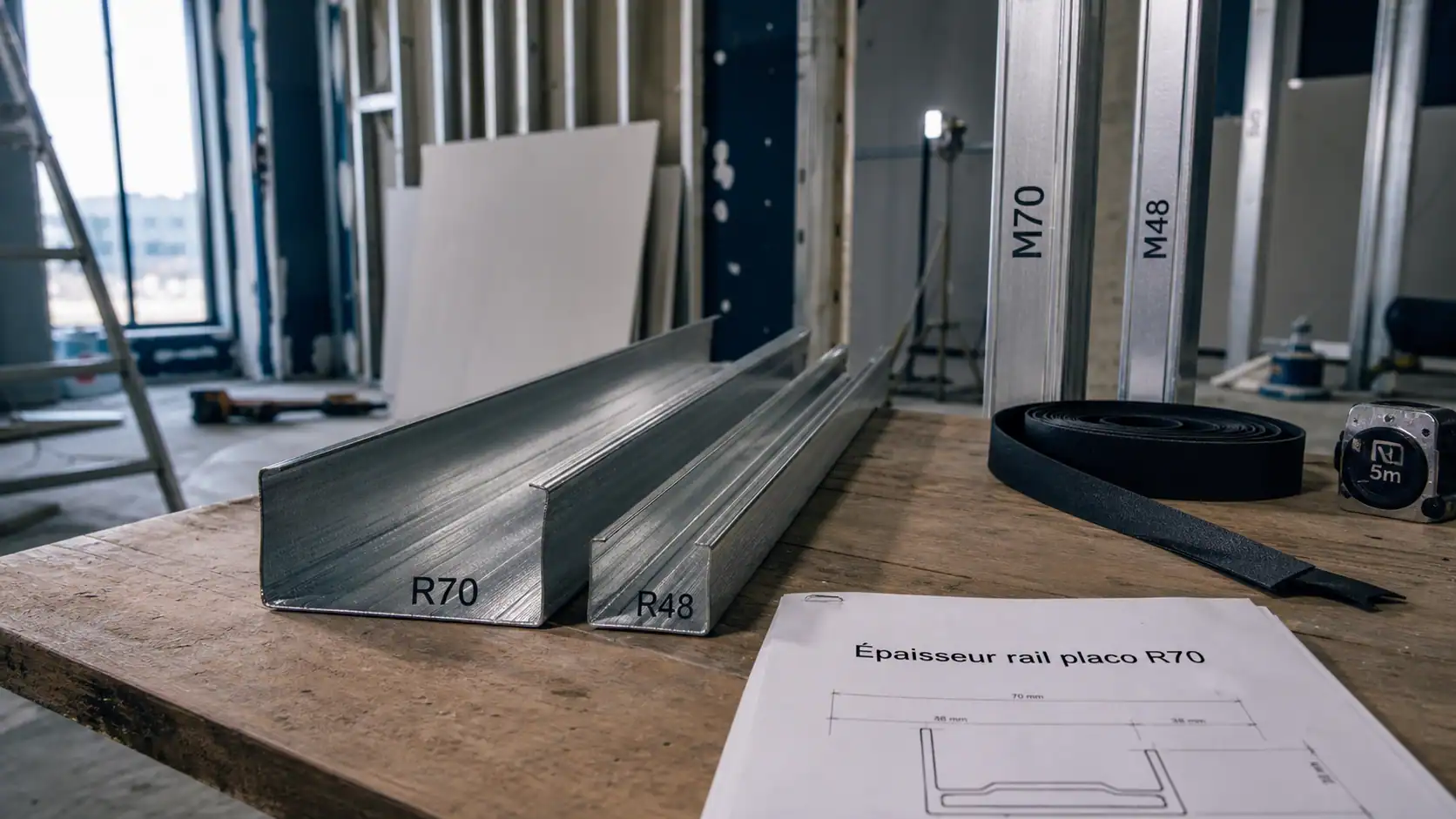 Epaisseur rail placo R70 et R48 en chantier