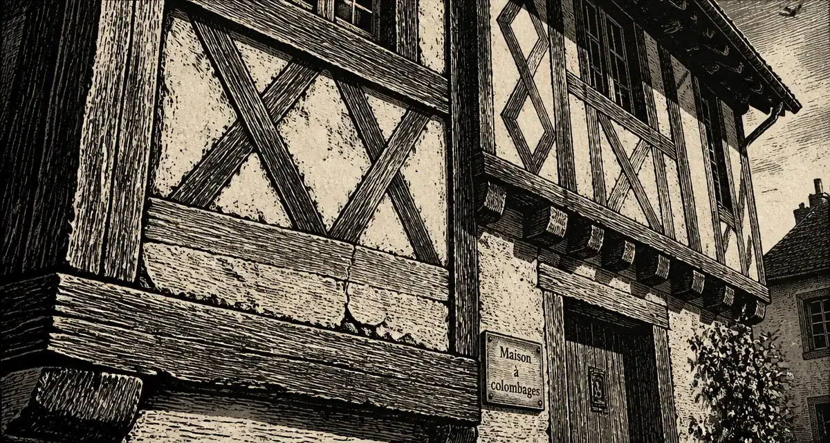 façade colombage maison vue détails bois torchis