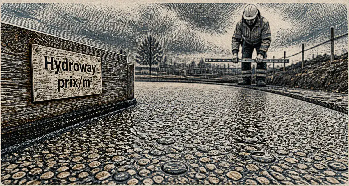 Hydroway prix m2 : allée drainante perméable après pluie, pose de revêtement