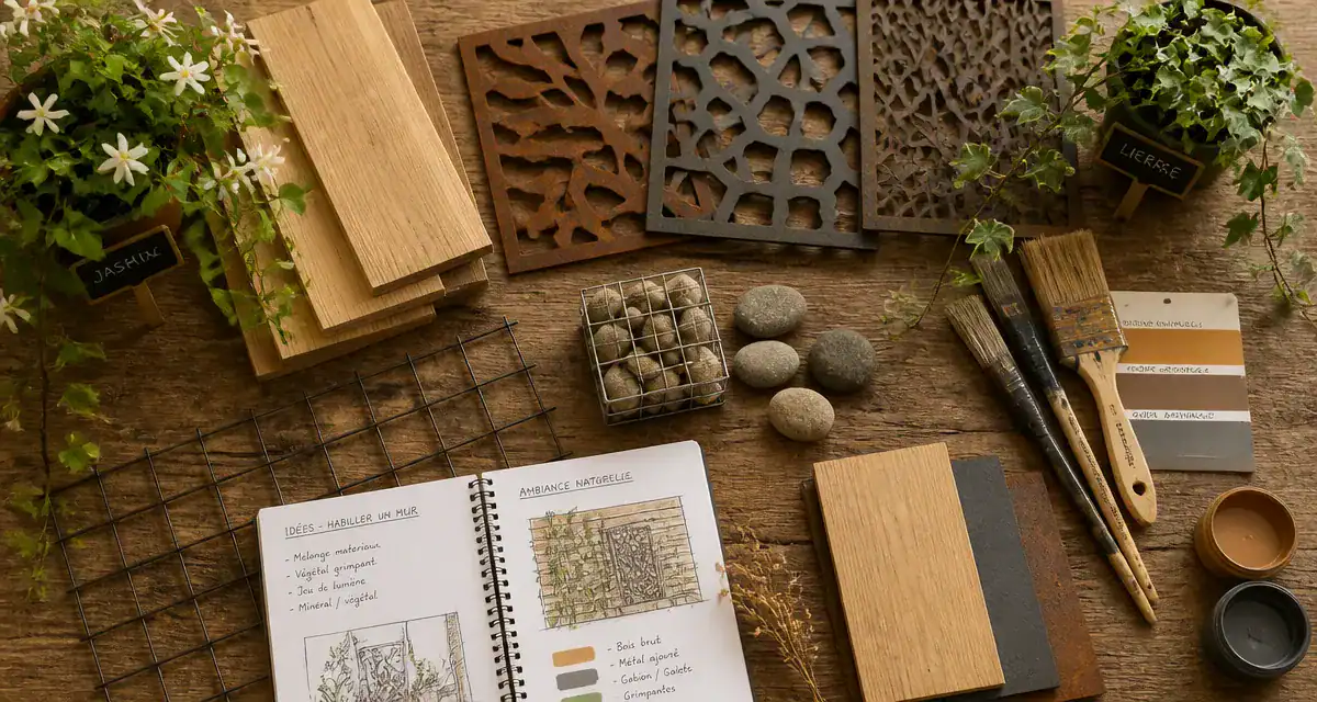 idee pour cacher un mur exterieur avec materiaux decoratifs