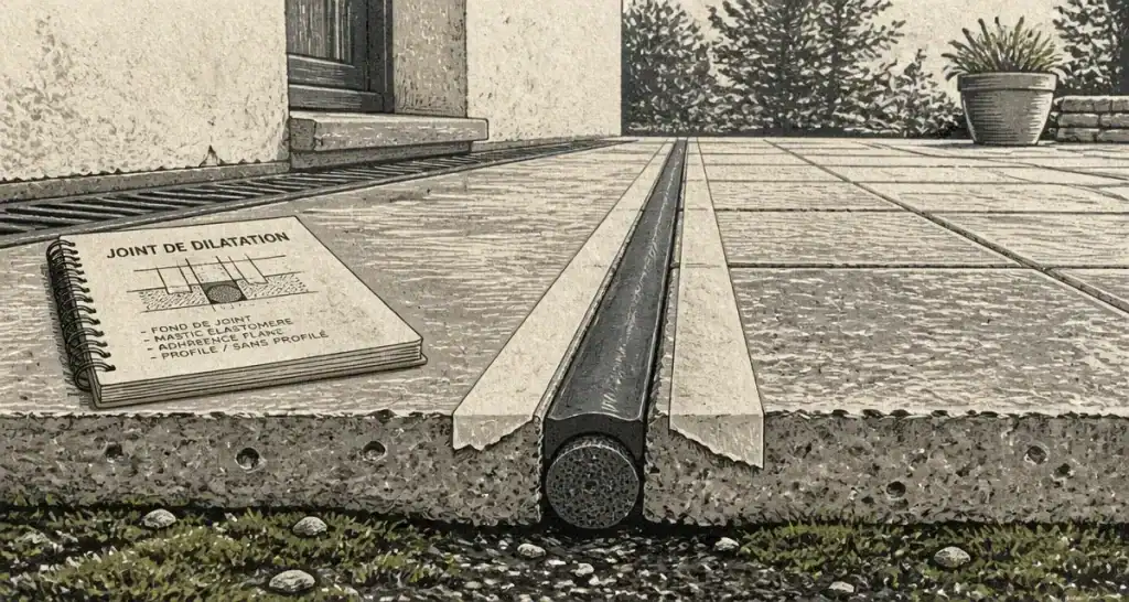 joint de dilatation terrasse exterieur sur dalle béton