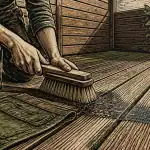 Nettoyage terrasse bois savon noir avec brosse et savon noir