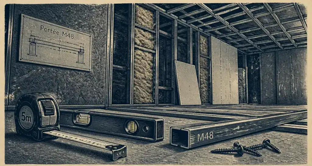 Portée maximum plafond autoportant M48 : risque de flèche structurelle
