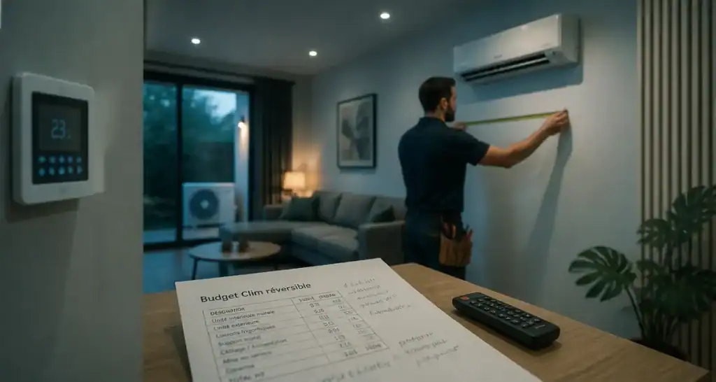 Prix clim réversible : budget, installation et artisan qui mesure un mur