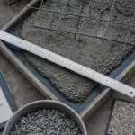 Dalle en béton armé : coffrage avec béton frais et treillis acier