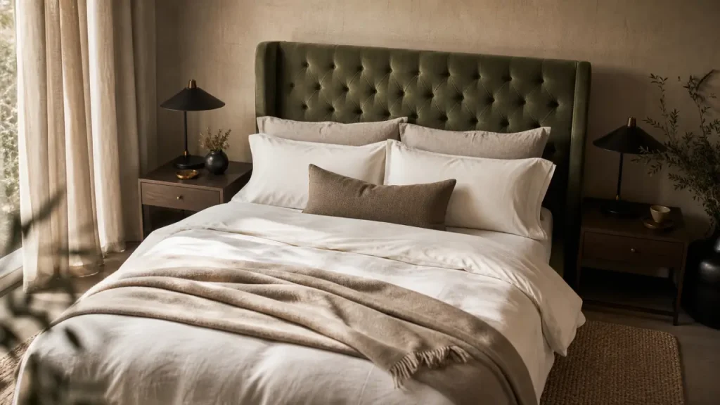 Déco chambre adulte chic : tons neutres, matières nobles et tête de lit bien choisie